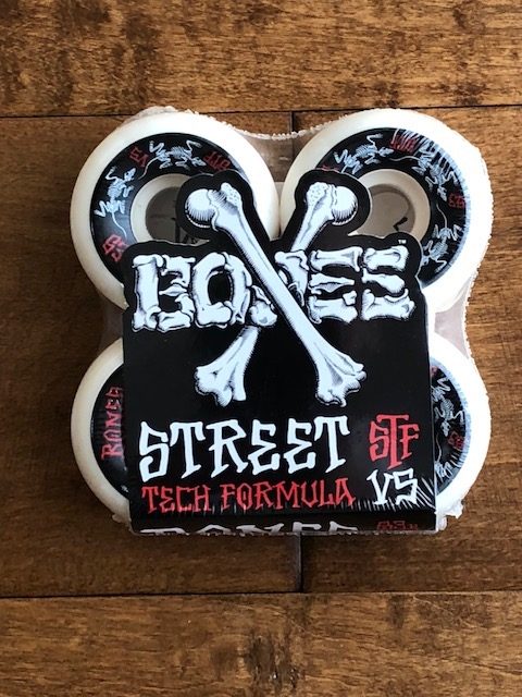 Set of four Bones Street Tech Formula STF skateboard wheels in packaging