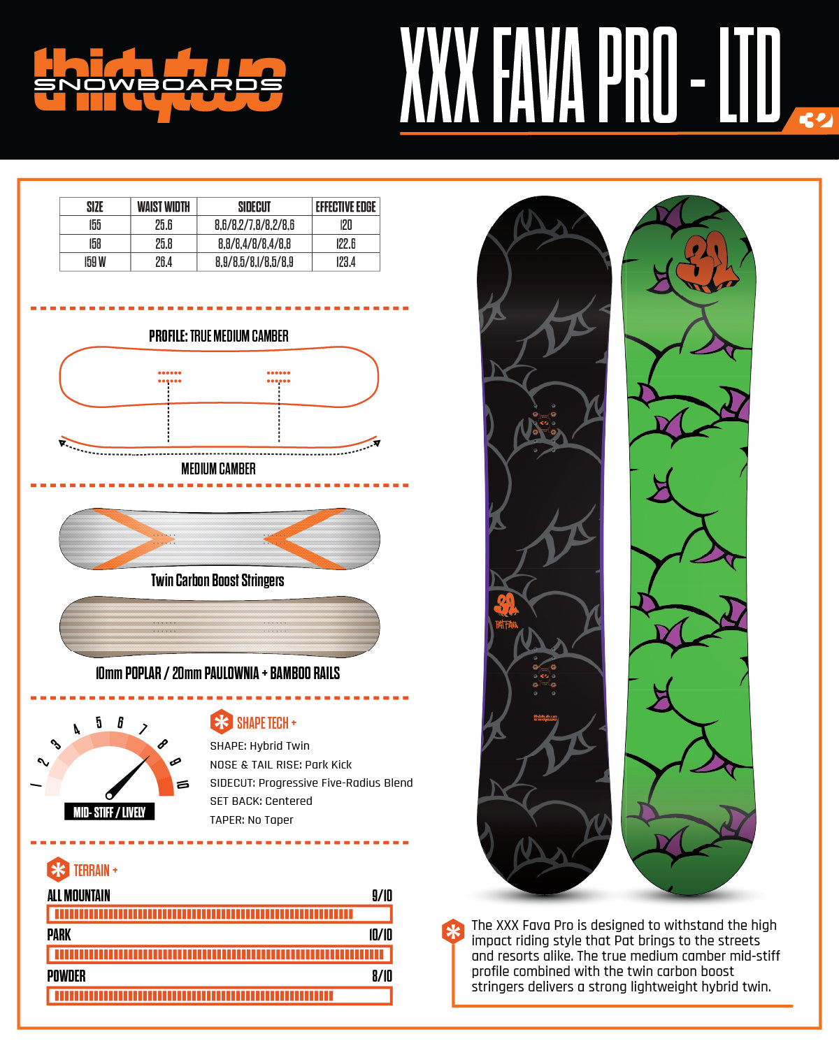 SIGNED in Store by Pat Fava : Thirtytwo XXX Pat Fava Pro - 155cm - Limited Release